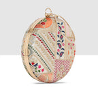 Regal Stripes & Florals Round Clutch For Womens