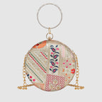 Regal Stripes & Florals Round Clutch For Womens