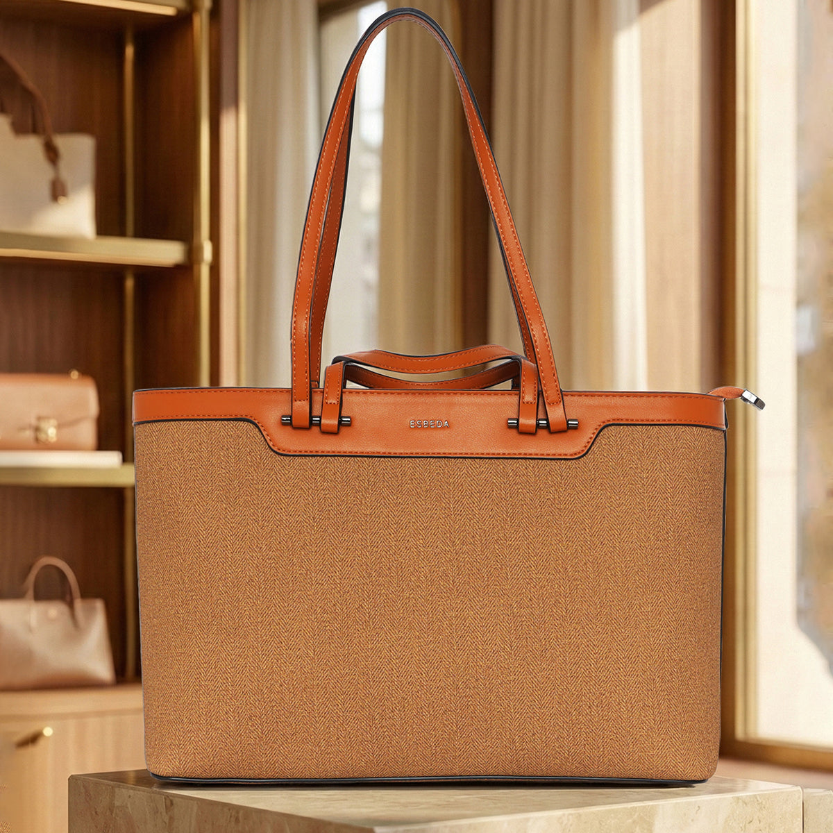 Duo Carry Structured Tote Handbag For Womens