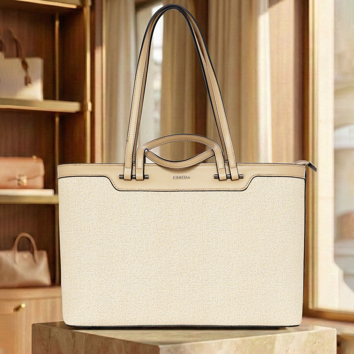Duo Carry Structured Tote Handbag For Womens