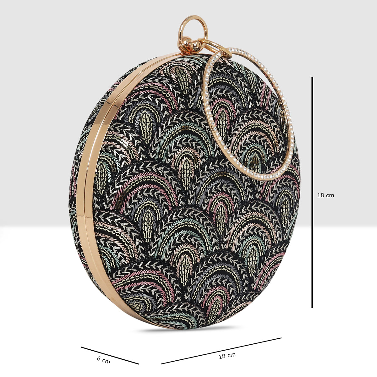Embroidery Pattern Round Party Clutch For Womens Secondary image
