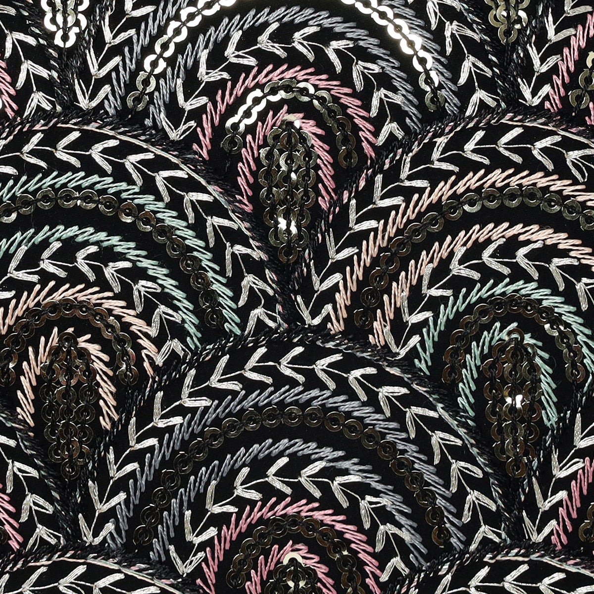 Embroidery Pattern Round Party Clutch For Womens