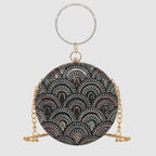 Embroidery Pattern Round Party Clutch For Womens