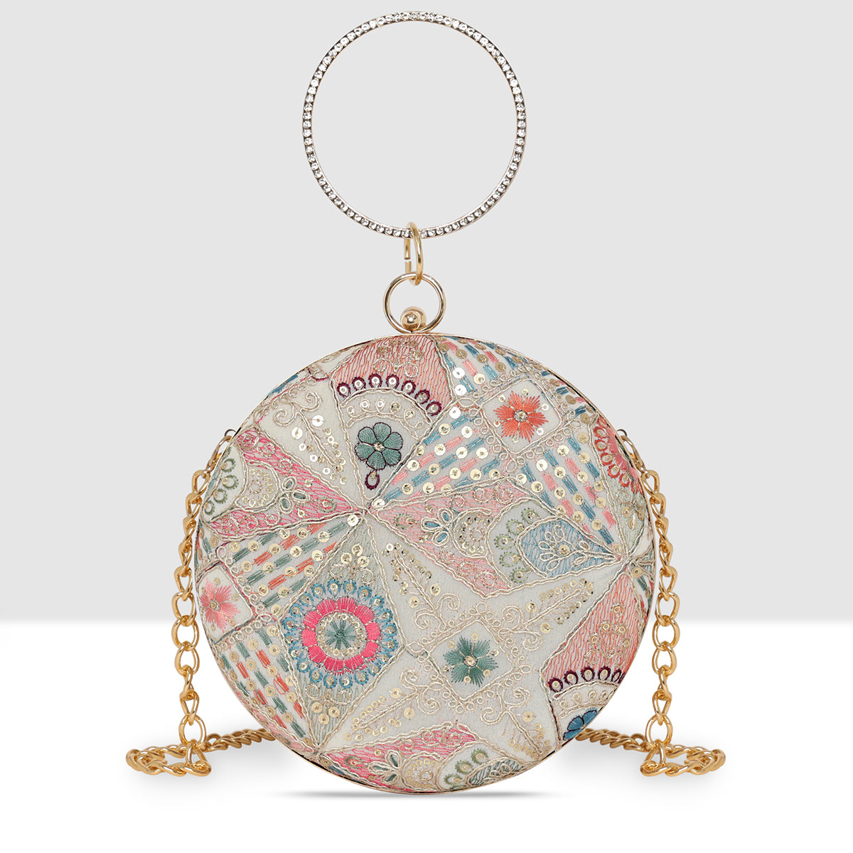 Flora Embroidered Ring Clutch For Womens