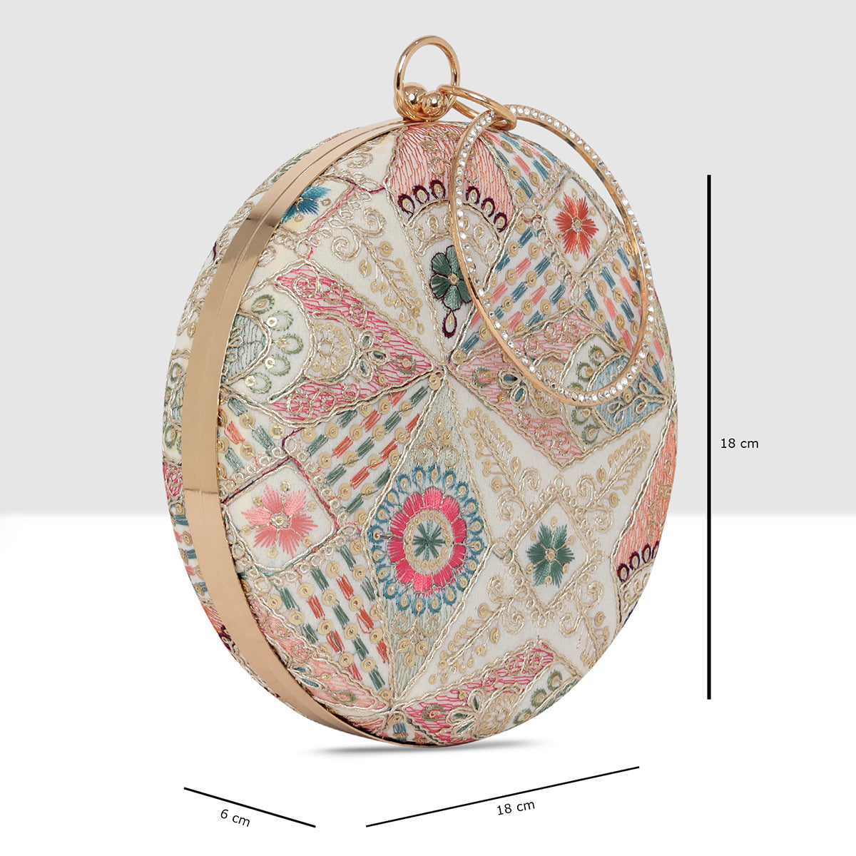 Flora Embroidered Ring Clutch For Womens