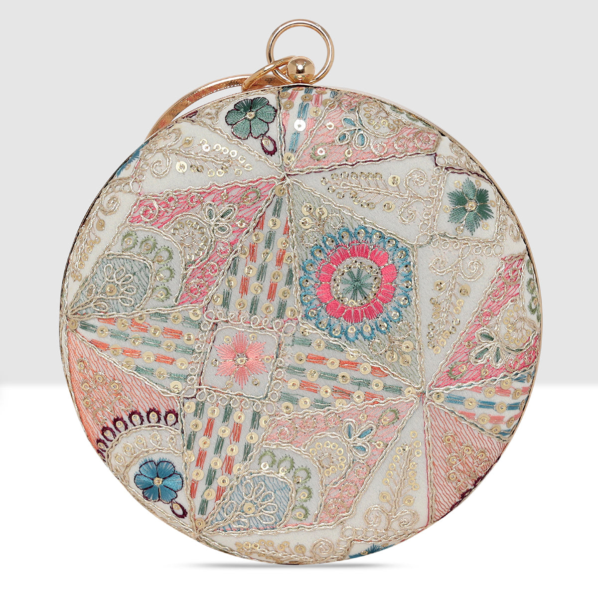 Flora Embroidered Ring Clutch For Womens