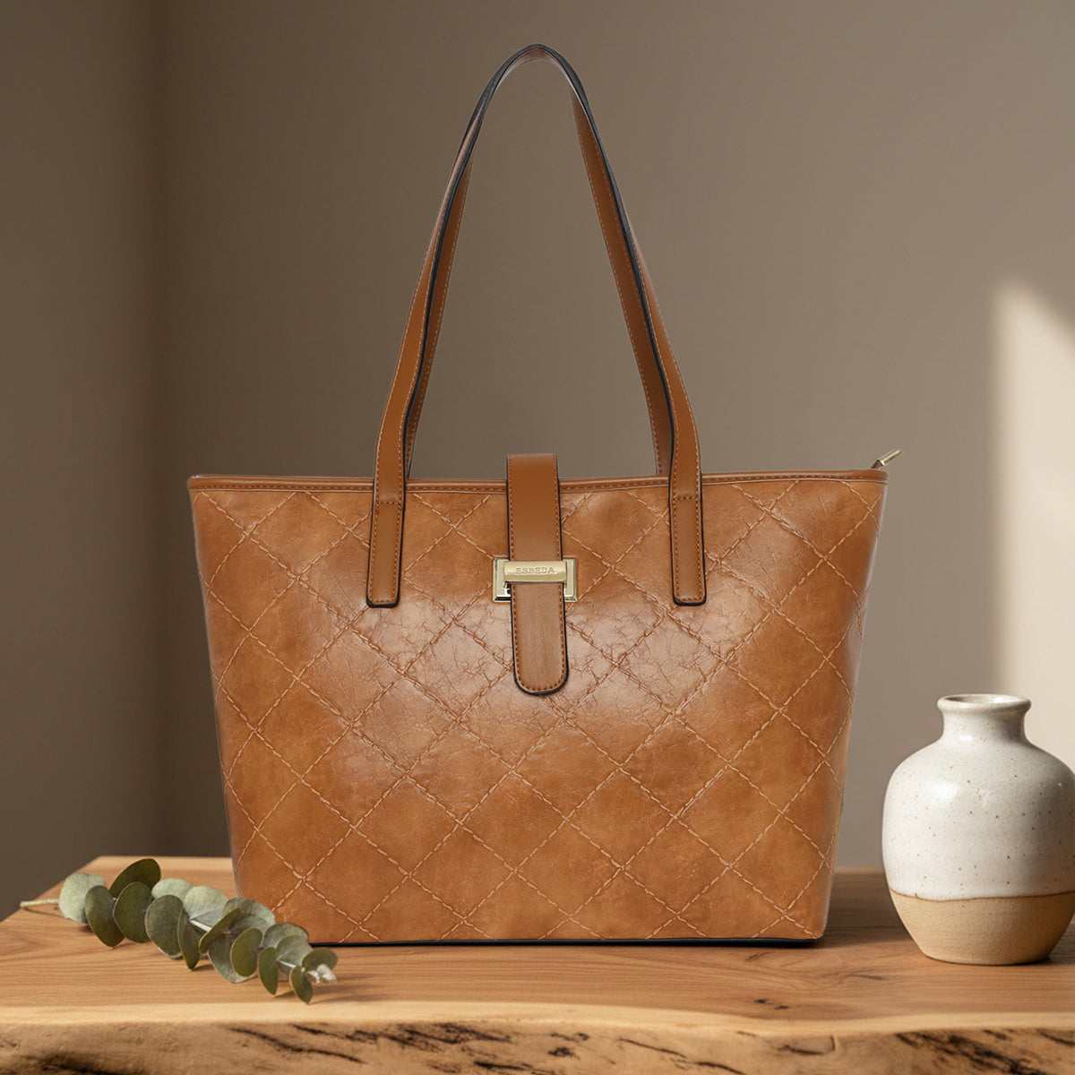 Elara Quilted Luxe Tote  For Womens