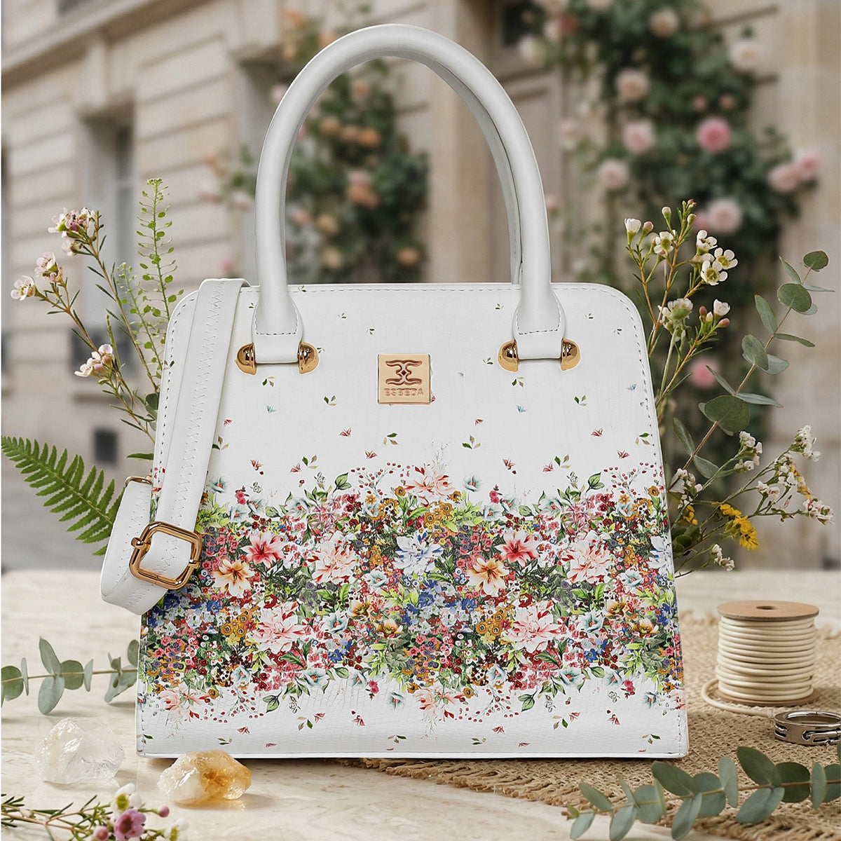 Multi-floral Print Handbag For Womens