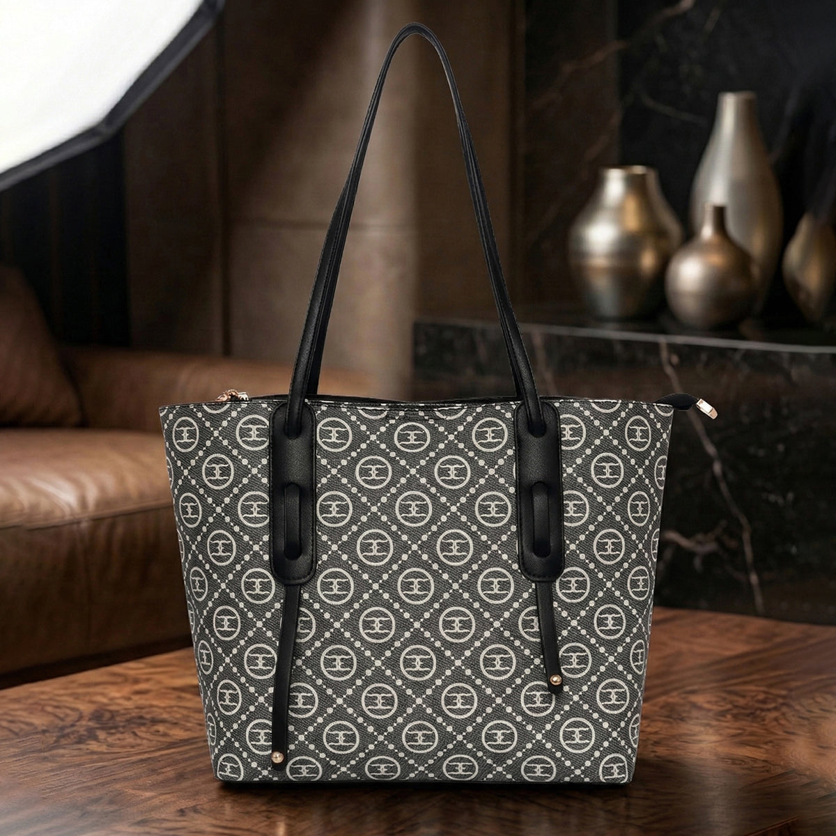 Printed Pattern Elegant Monogram Circle Handbag For Womens