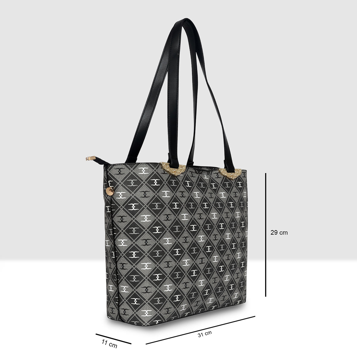 Prtinted Pattern Stylish Circle Grid Handbag For Womens Secondary image
