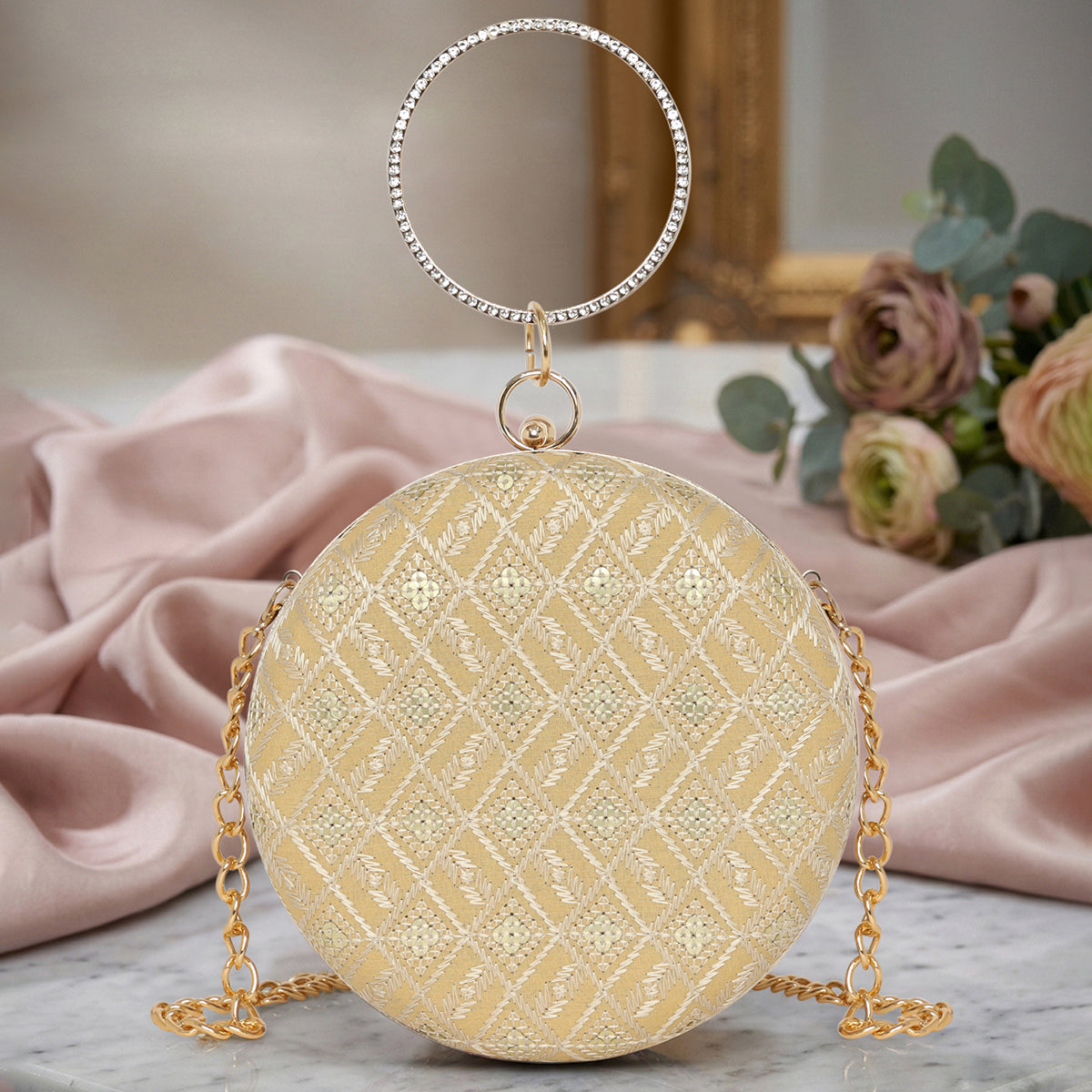 Crystal Crown Round Clutch For Womens Main image