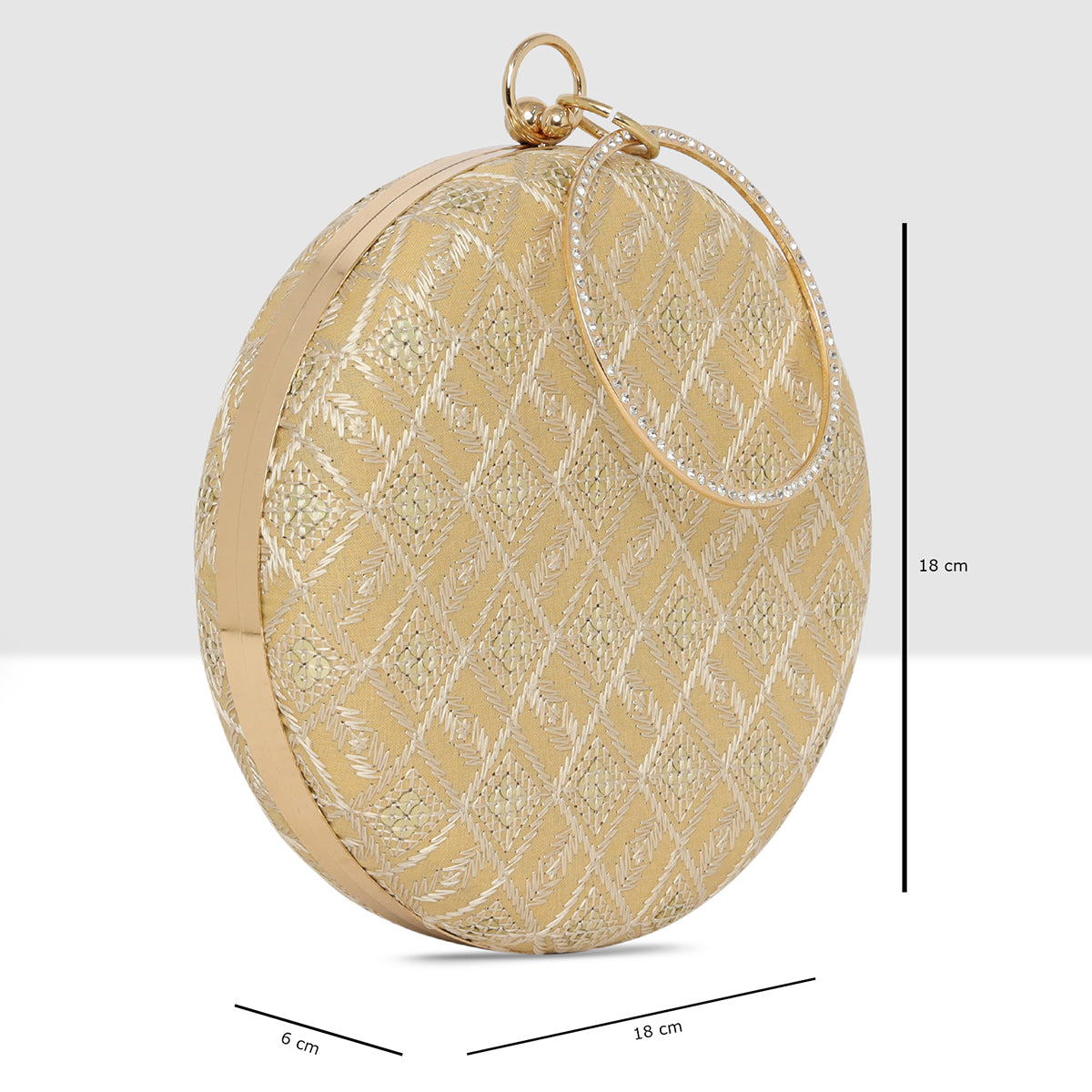 Crystal Crown Round Clutch For Womens