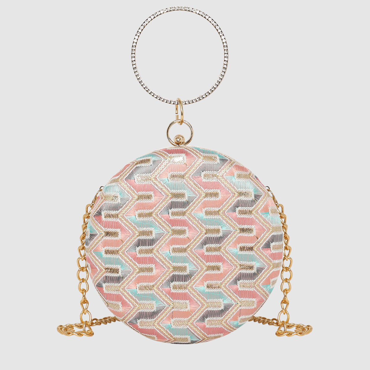 Aveline Chevron Halo Clutch For Womens