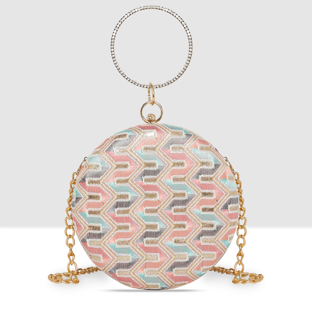 Aveline Chevron Halo Clutch For Womens
