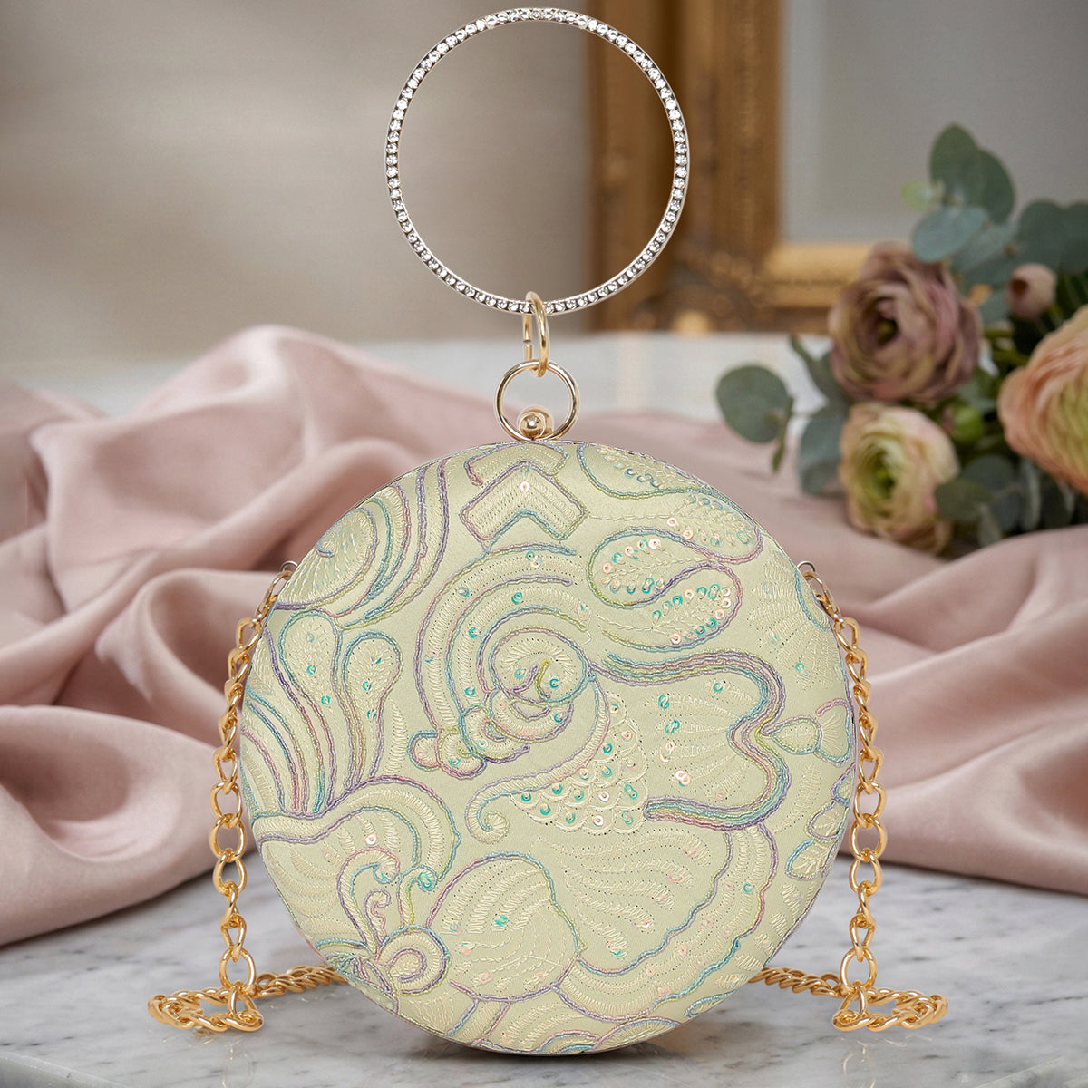 Mint Aurelia Circle Clutch For Womens