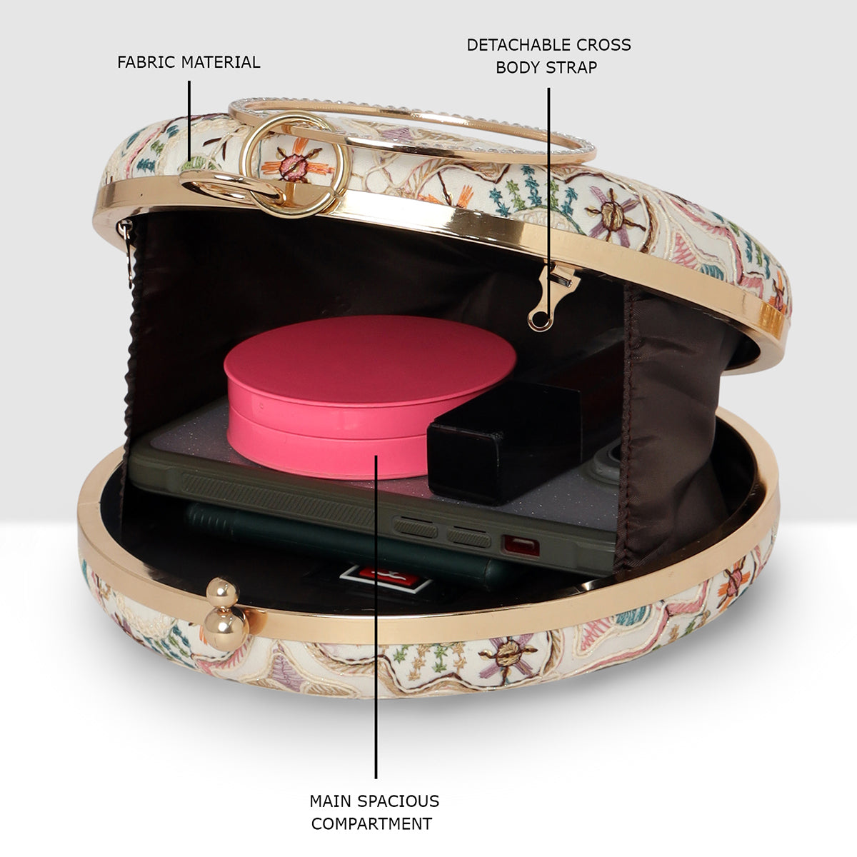 Vionelle Crown Round Clutch For Womens