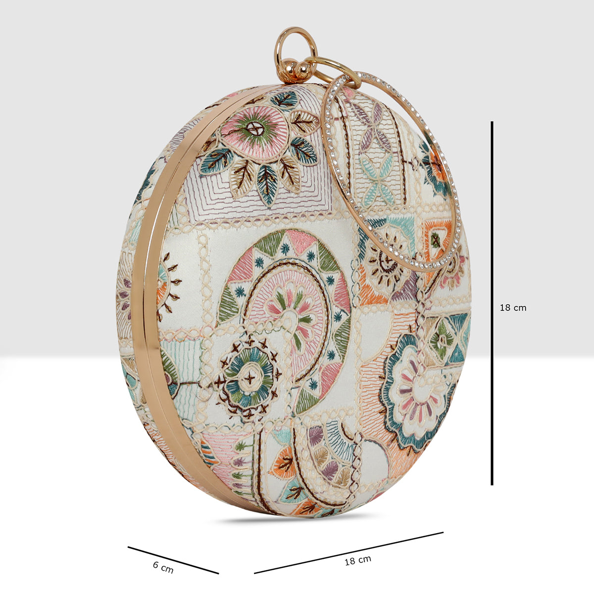 Florielle Medallion Round Clutch For Womens
