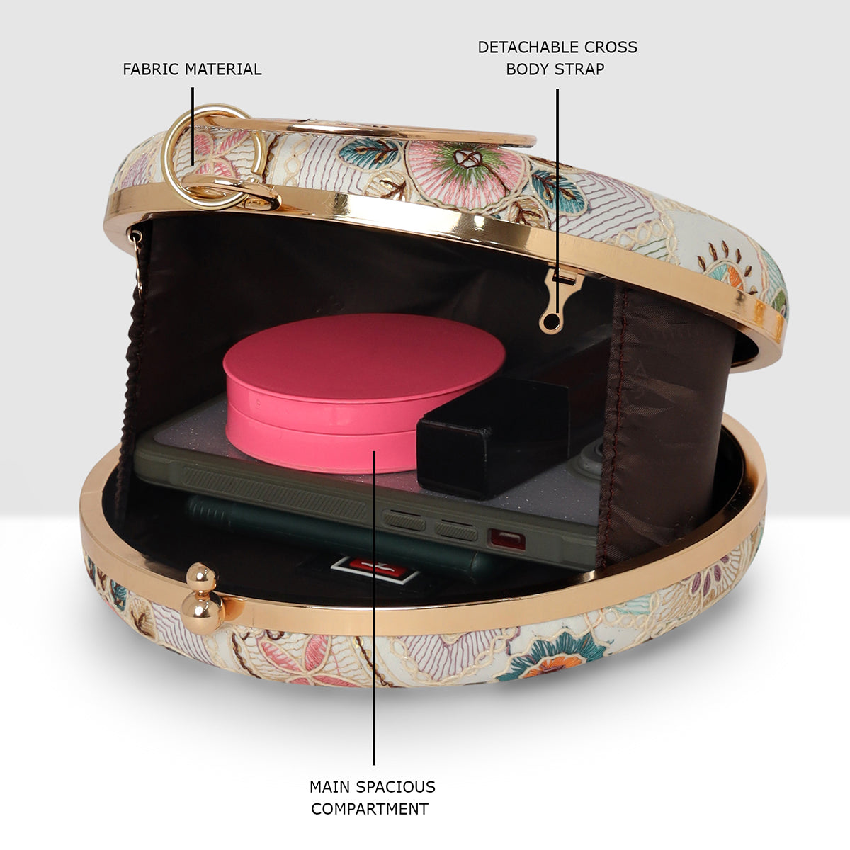 Florielle Medallion Round Clutch For Womens