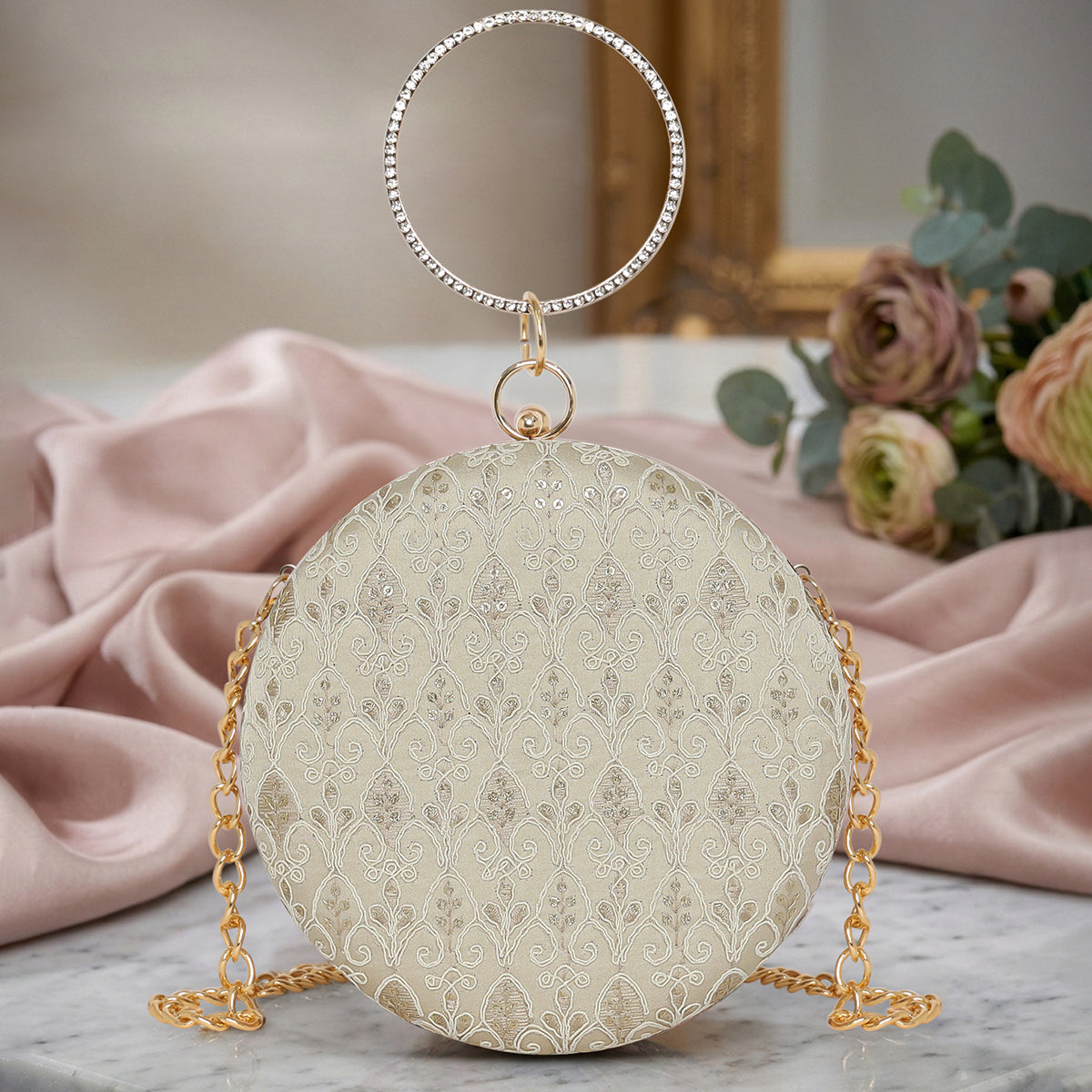 Alora Pearl Circle Clutch For Womens Main image