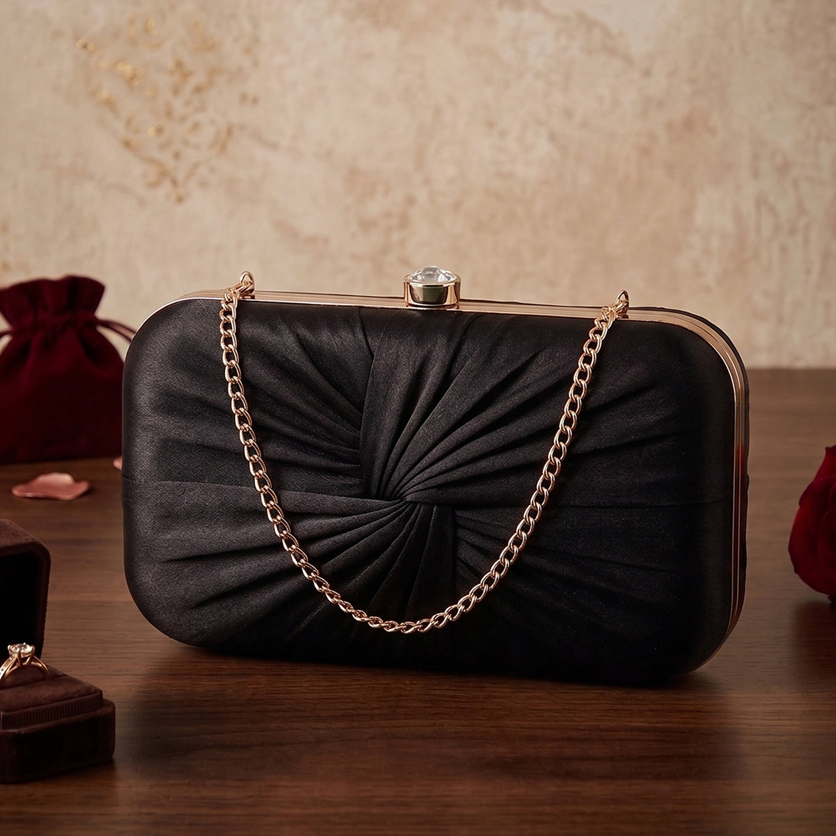 Luxe Radiant Pleat Clutch For Womens