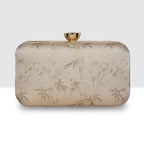 Glitter Leaf Frame Box Clutch For Womens