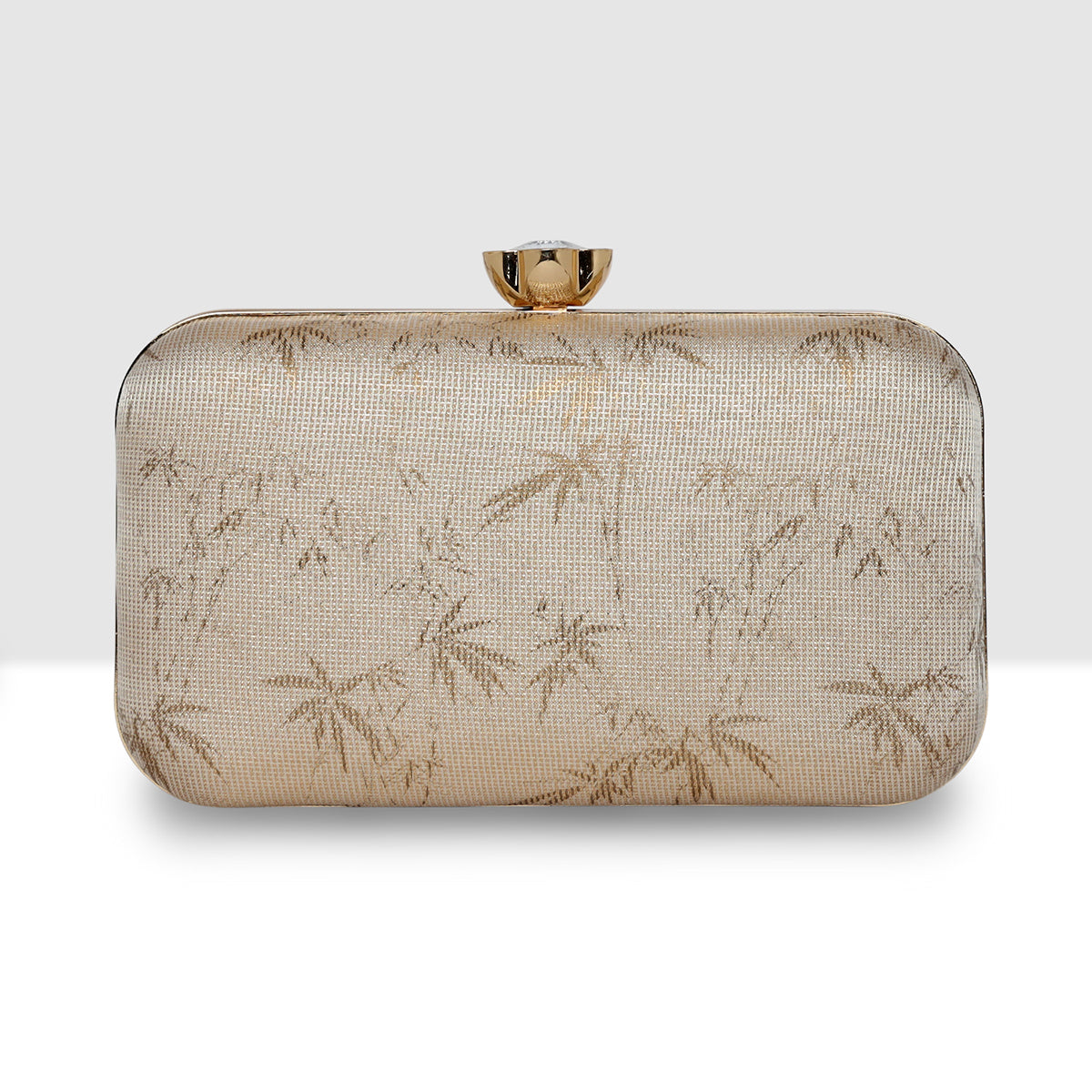 Glitter Leaf Frame Box Clutch For Womens