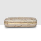 Glitter Leaf Frame Box Clutch For Womens