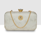 Glitter Leaf Frame Box Clutch For Womens