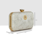 Glitter Leaf Frame Box Clutch For Womens