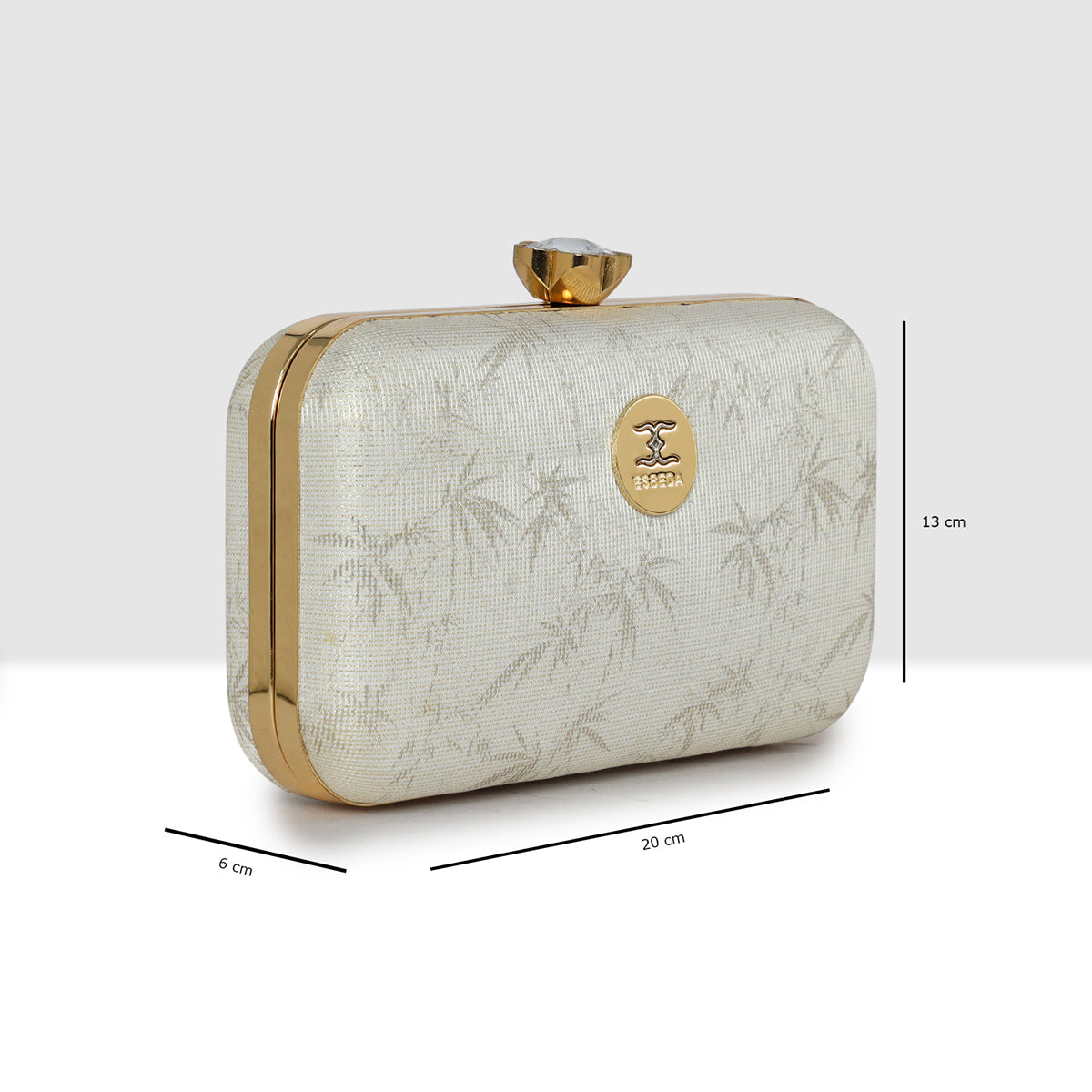 Glitter Leaf Frame Box Clutch For Womens