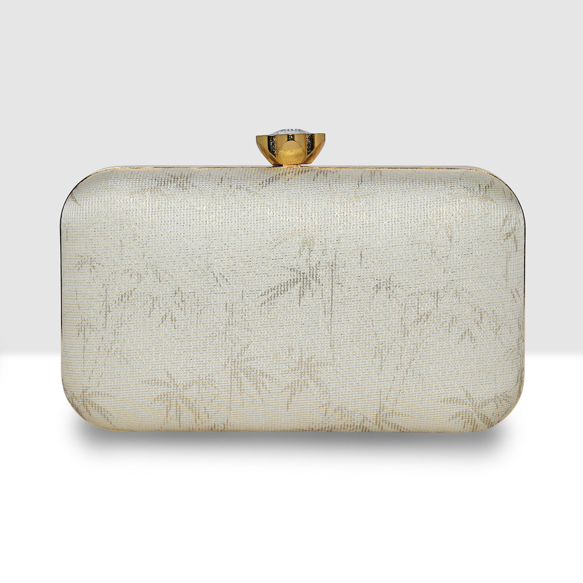Glitter Leaf Frame Box Clutch For Womens