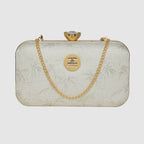 Glitter Leaf Frame Box Clutch For Womens