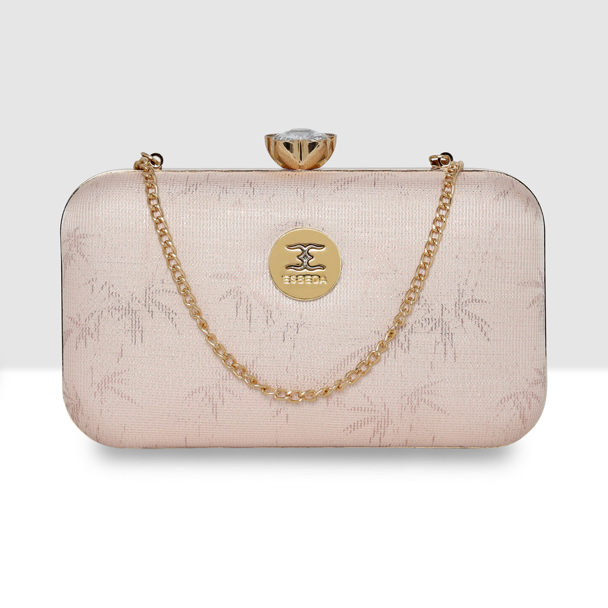 Glitter Leaf Frame Box Clutch For Womens