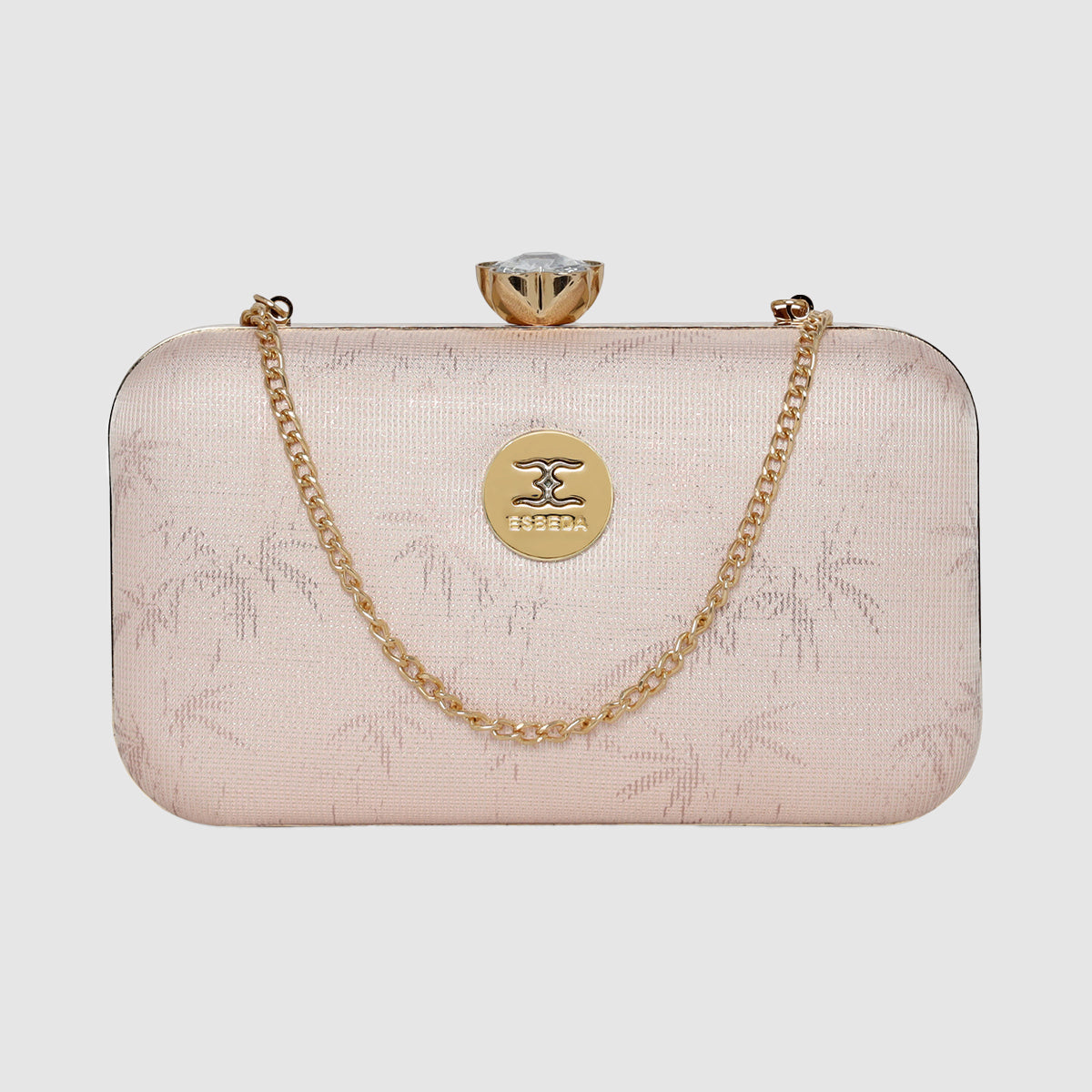 Glitter Leaf Frame Box Clutch For Womens