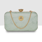 Glitter Leaf Frame Box Clutch For Womens
