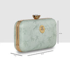 Glitter Leaf Frame Box Clutch For Womens
