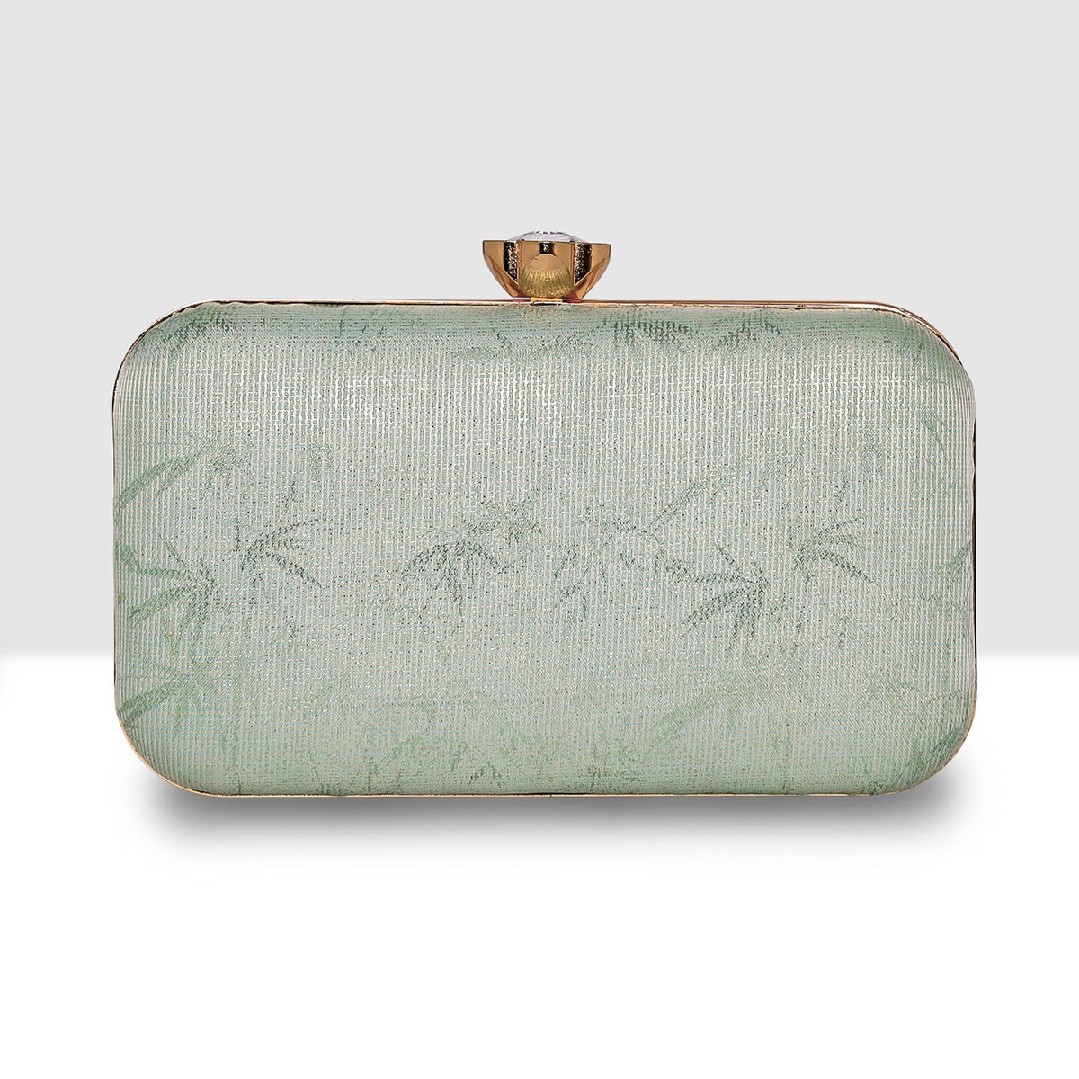 Glitter Leaf Frame Box Clutch For Womens