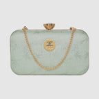 Glitter Leaf Frame Box Clutch For Womens
