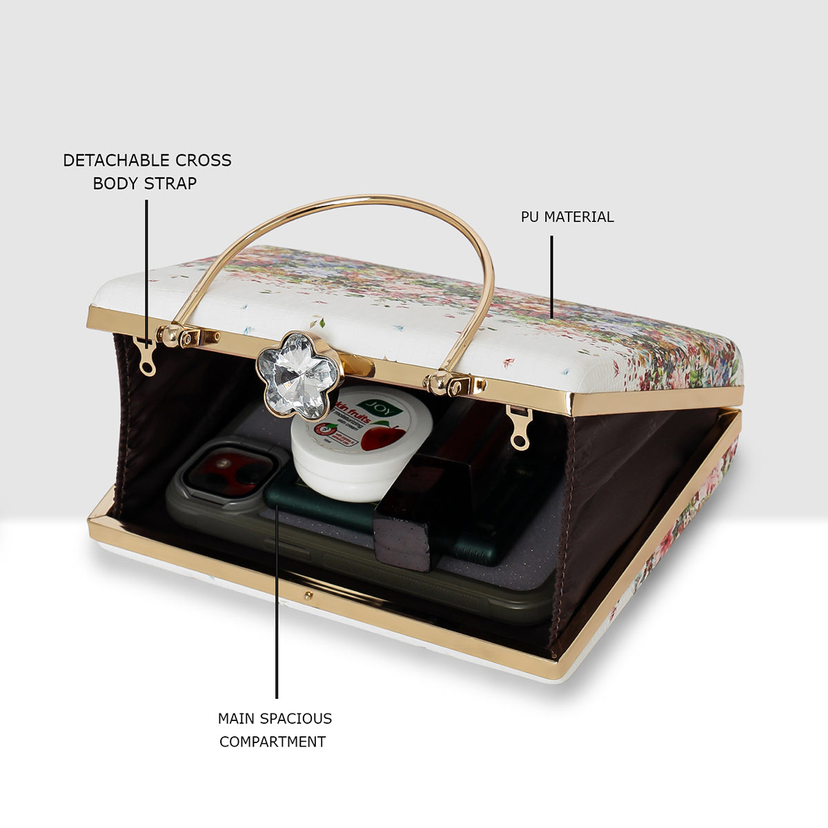 Fresh Bloom Printed Box Clutch