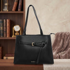 Buckle Strap Tri Compartment Handbag