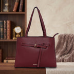 Buckle Strap Tri Compartment Handbag