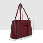 Buckle Strap Tri Compartment Handbag