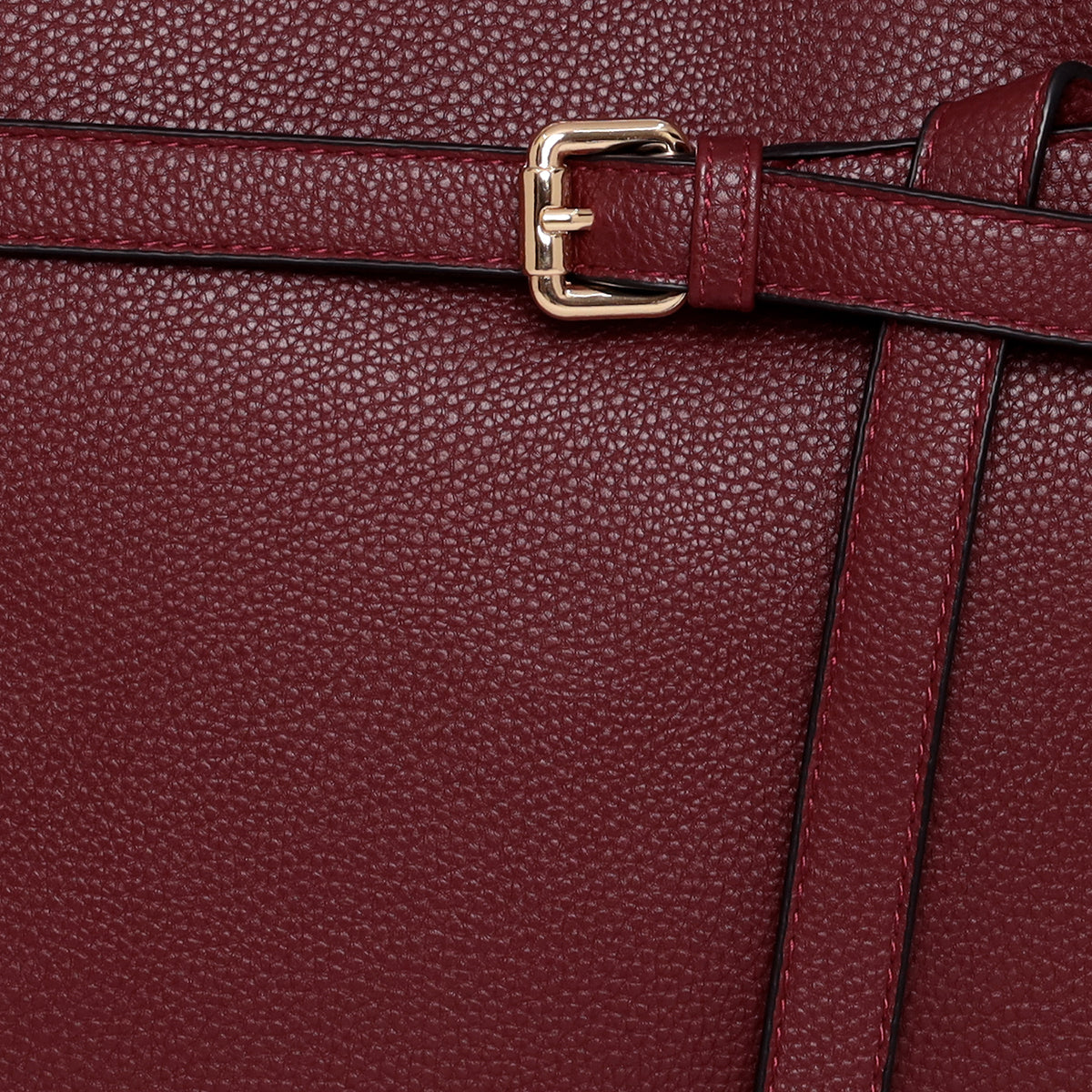 Buckle Strap Tri Compartment Handbag