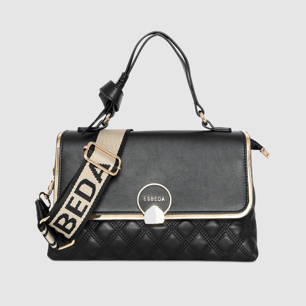 Luxe Quilted Top Handle Bag For Womens