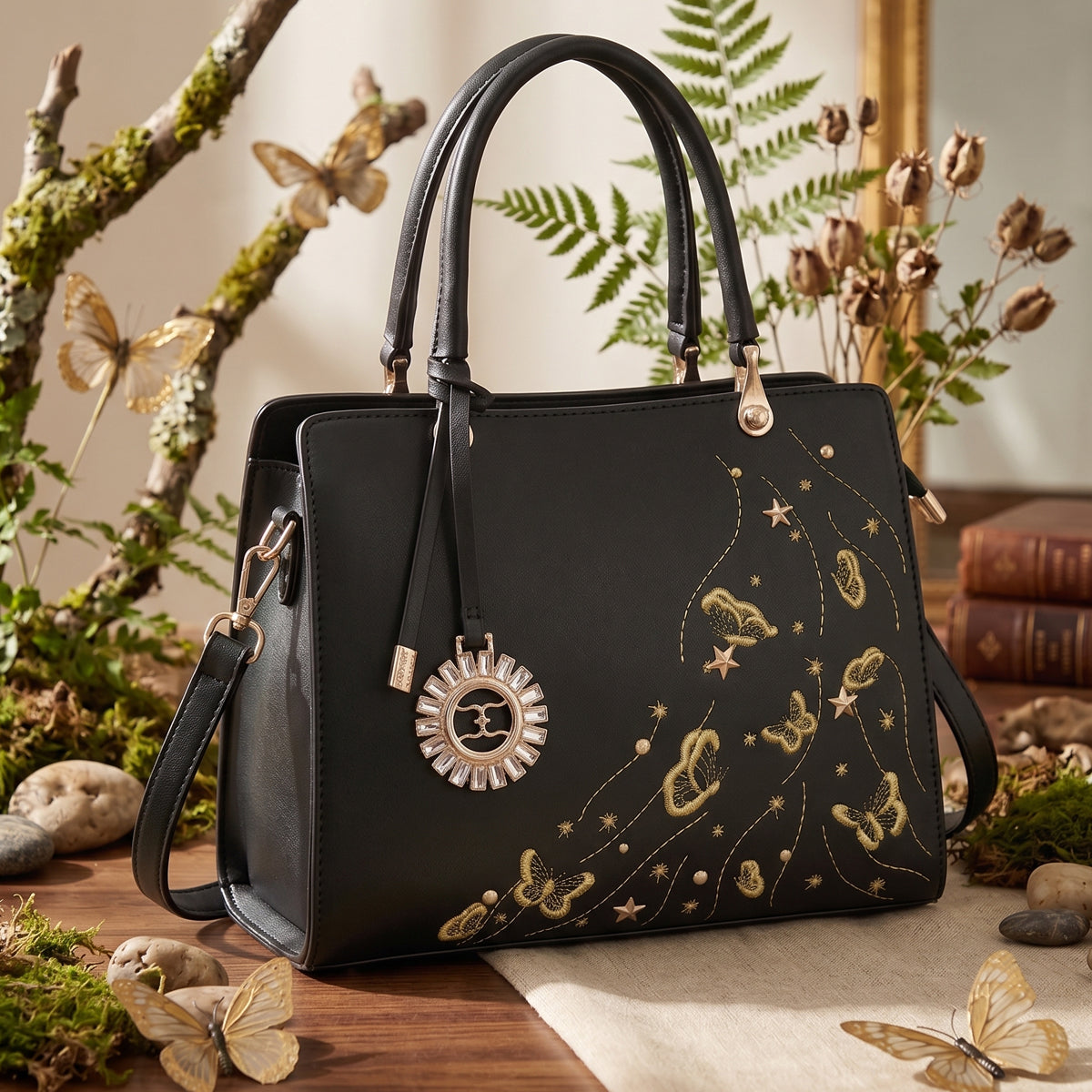 Celestial Butterfly Embroidered Handbag For Womens Main image
