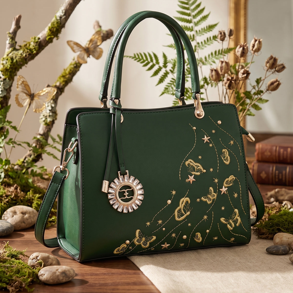 Celestial Butterfly Embroidered Handbag For Womens
