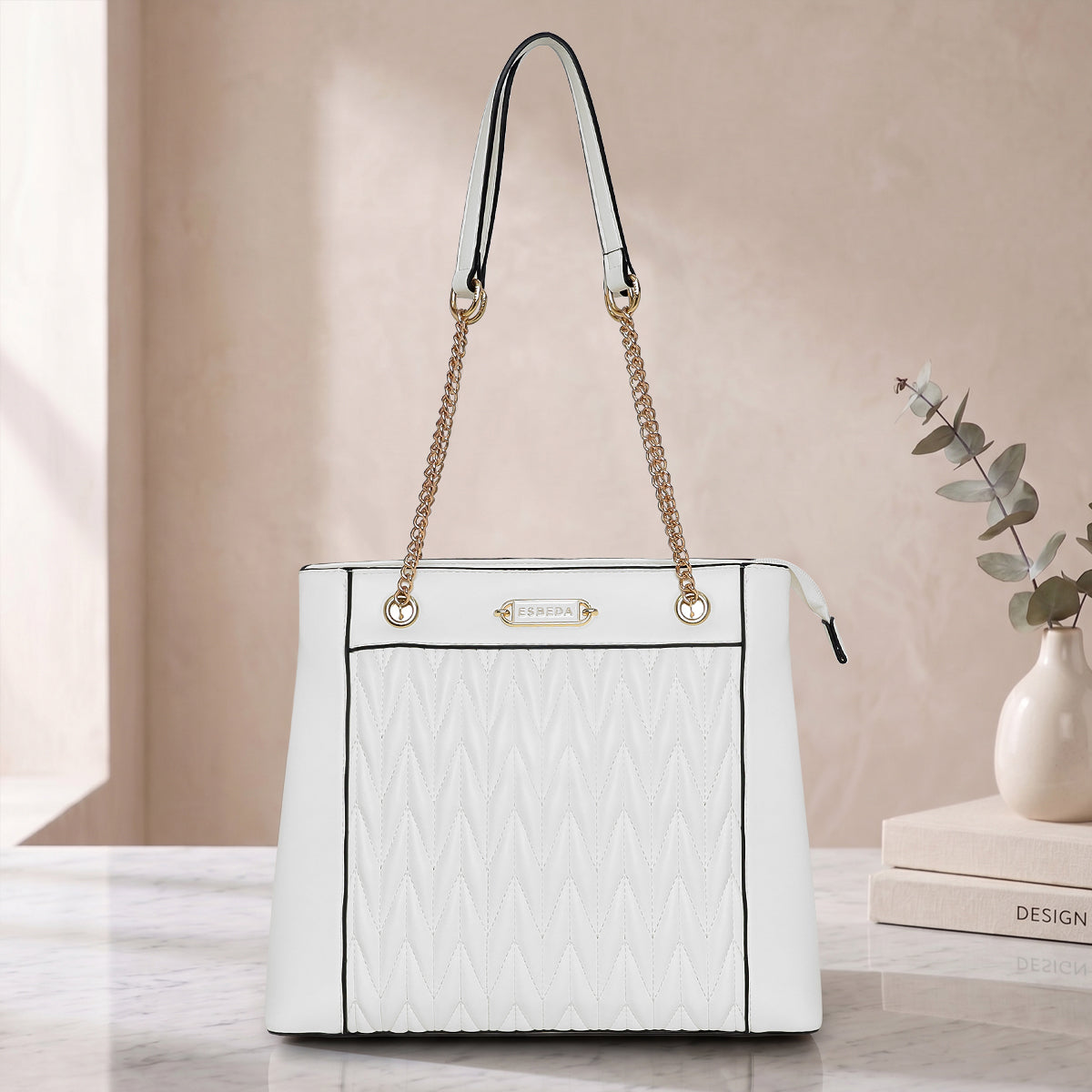 Quilted Chain Accent Handbag For Womens Main image