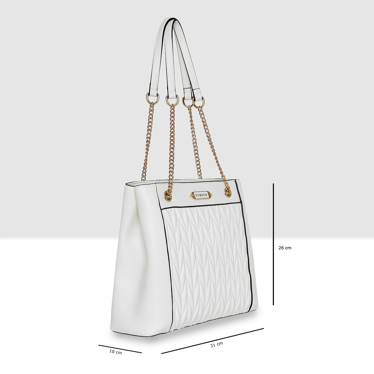 Quilted Chain Accent Handbag For Womens