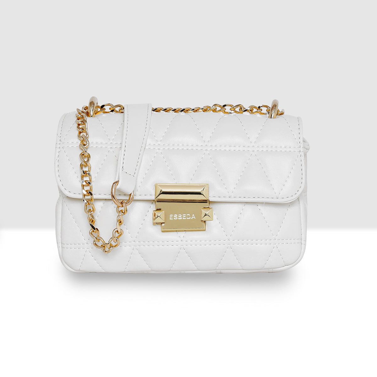 Diamond Quilted Lock Flap Slingbag For Womens