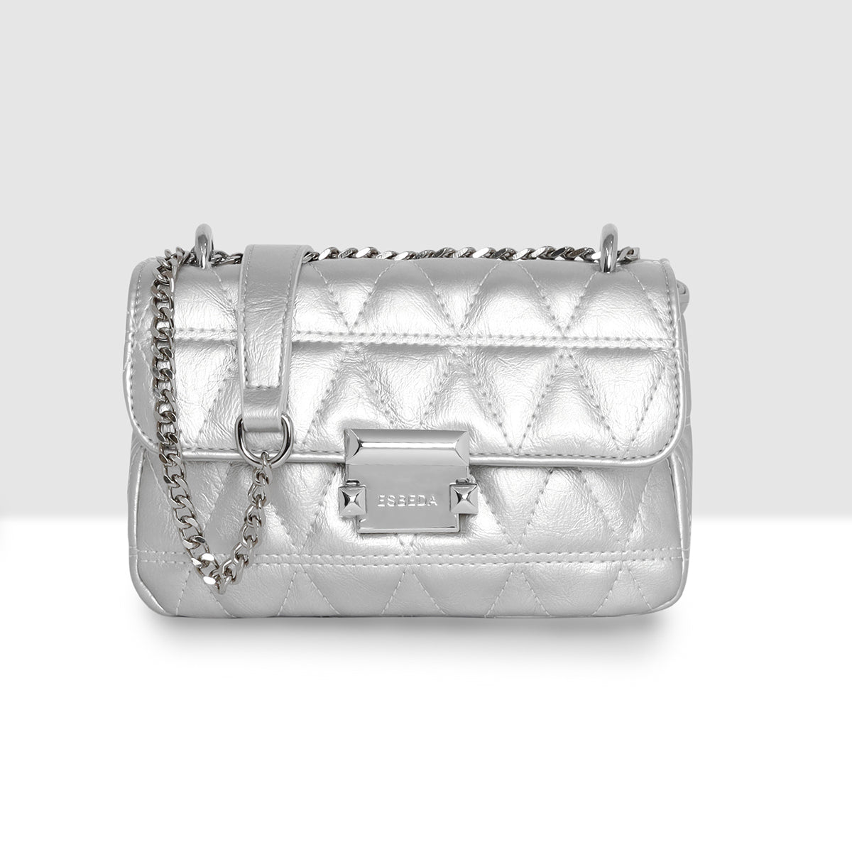 Diamond Quilted Lock Flap Slingbag For Womens